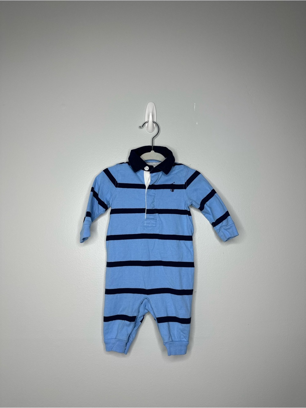 Ralph Lauren Light Blue & Navy Striped Polo One-Piece